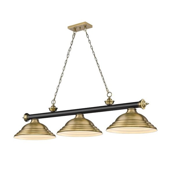 Z-Lite Cordon 3 Light Billiard, Matte Black & Rubbed Brass 2306-3MB-RB-SRB